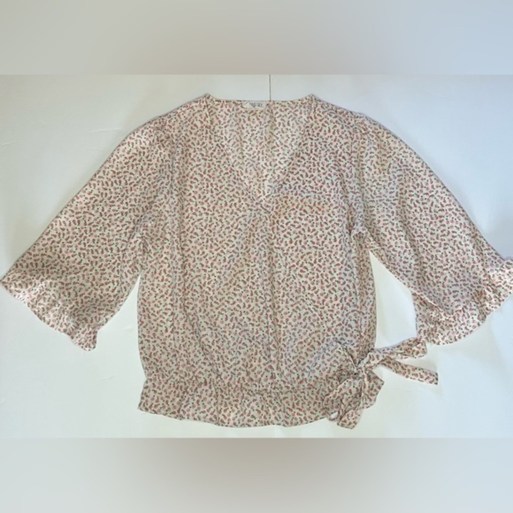 Sienna Sky Floral Front Wrap Tie Blouse